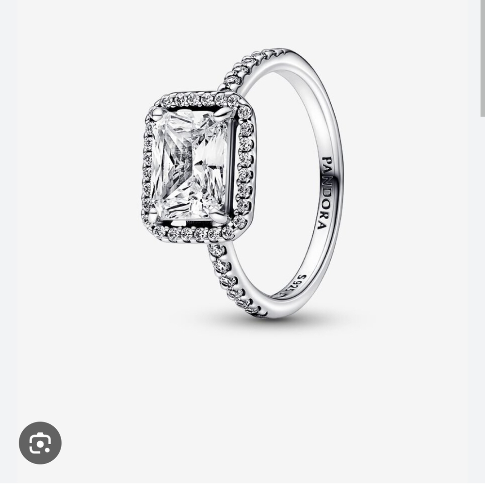 Pandora Silver Ring with Sparkling Clear Gem